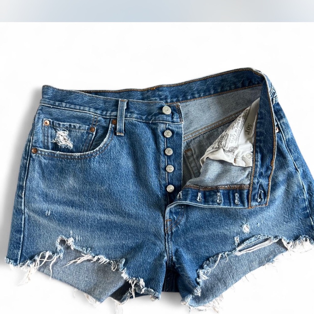 Levi’s 501 high-Rise Distressed Denim Shorts - Blue